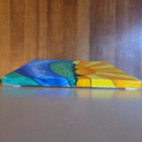 Good Morning Sunshine Original Landscape Canvas Painting Signed by CVilla 12x12 - Picture 5 of 5